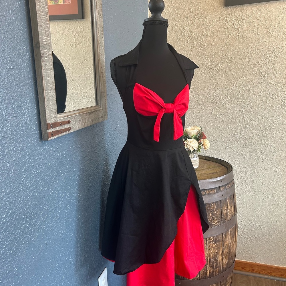 Vintage Inspired 50’s Black and Red Halter Dress